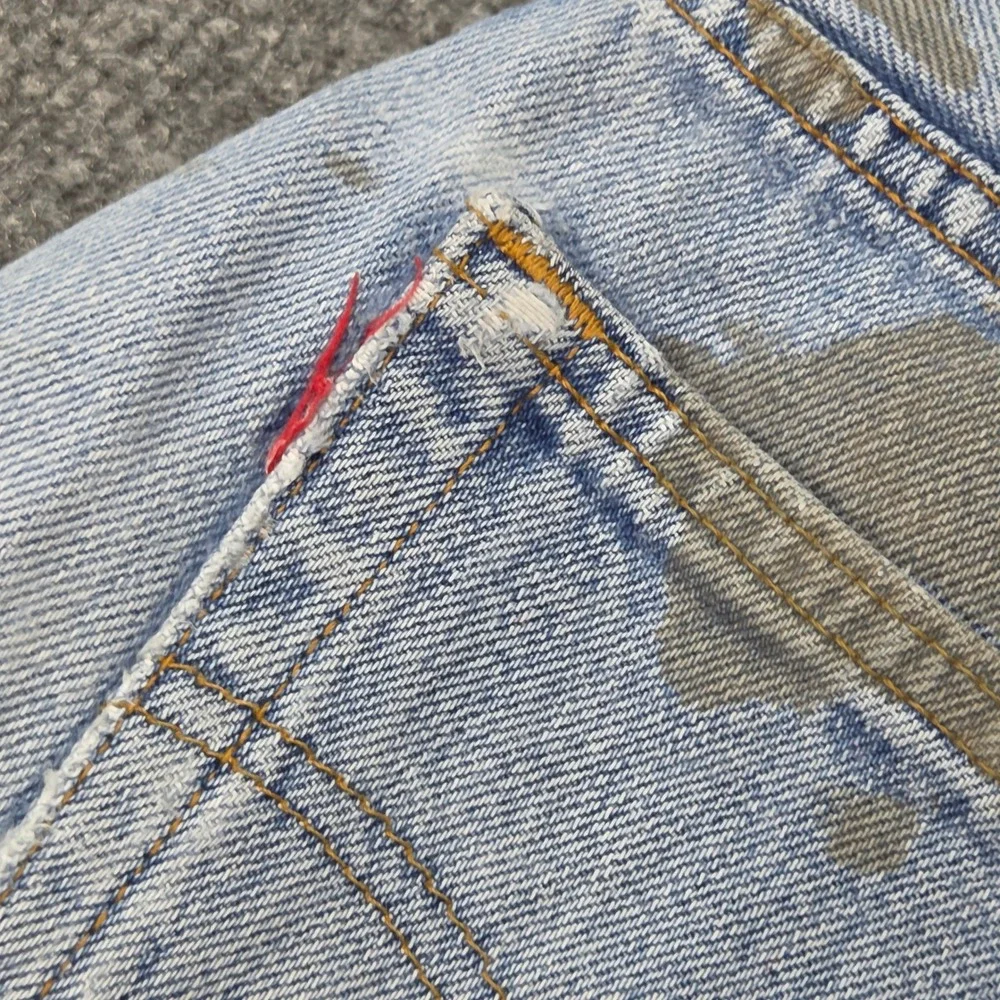 Vintage Levis 501 Jeans 30x32 Light Wash 90s Distressed Paint Splatter USA Made